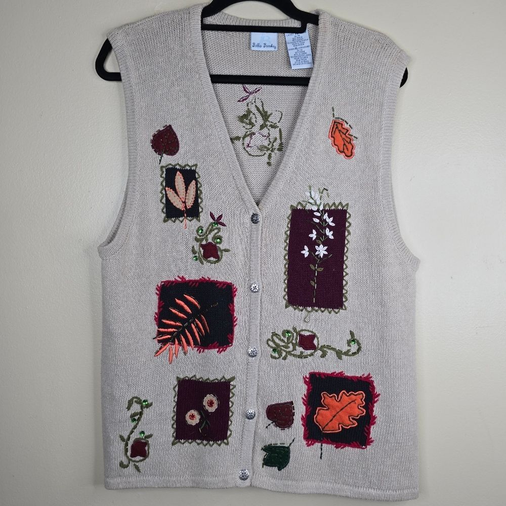 Bobbie Brooks vintage knitted fall sweater vest size xl teacher